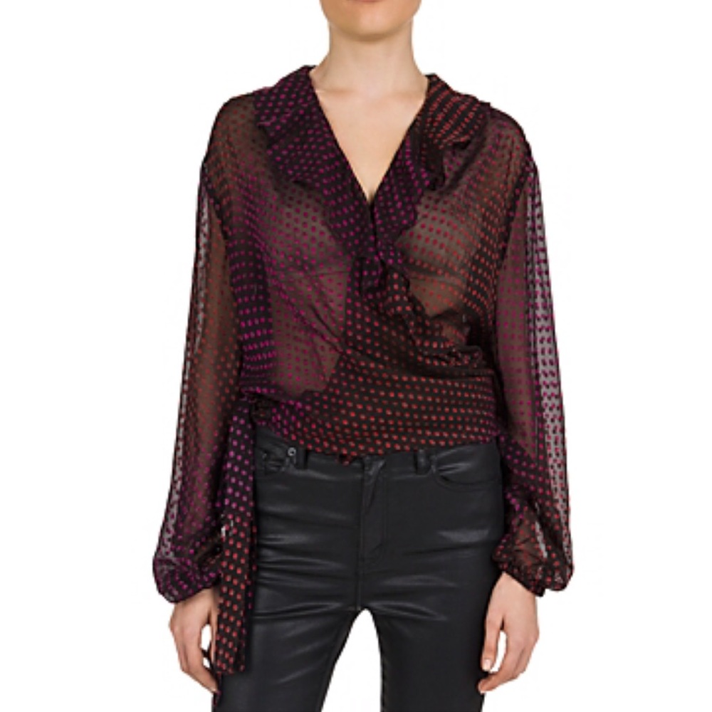 The kooples sheer dot pattern blouse size 2